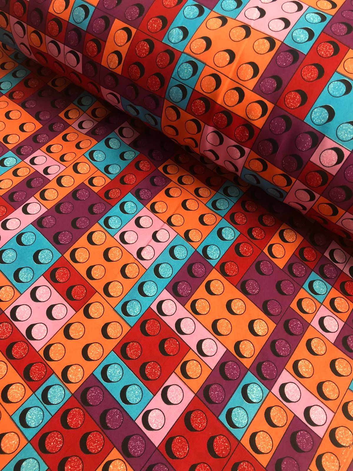 Tecido oxford estampado lego colorido