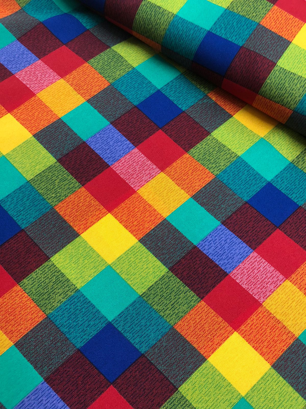 Tecido oxford estampado xadrez colorido quadriculado 