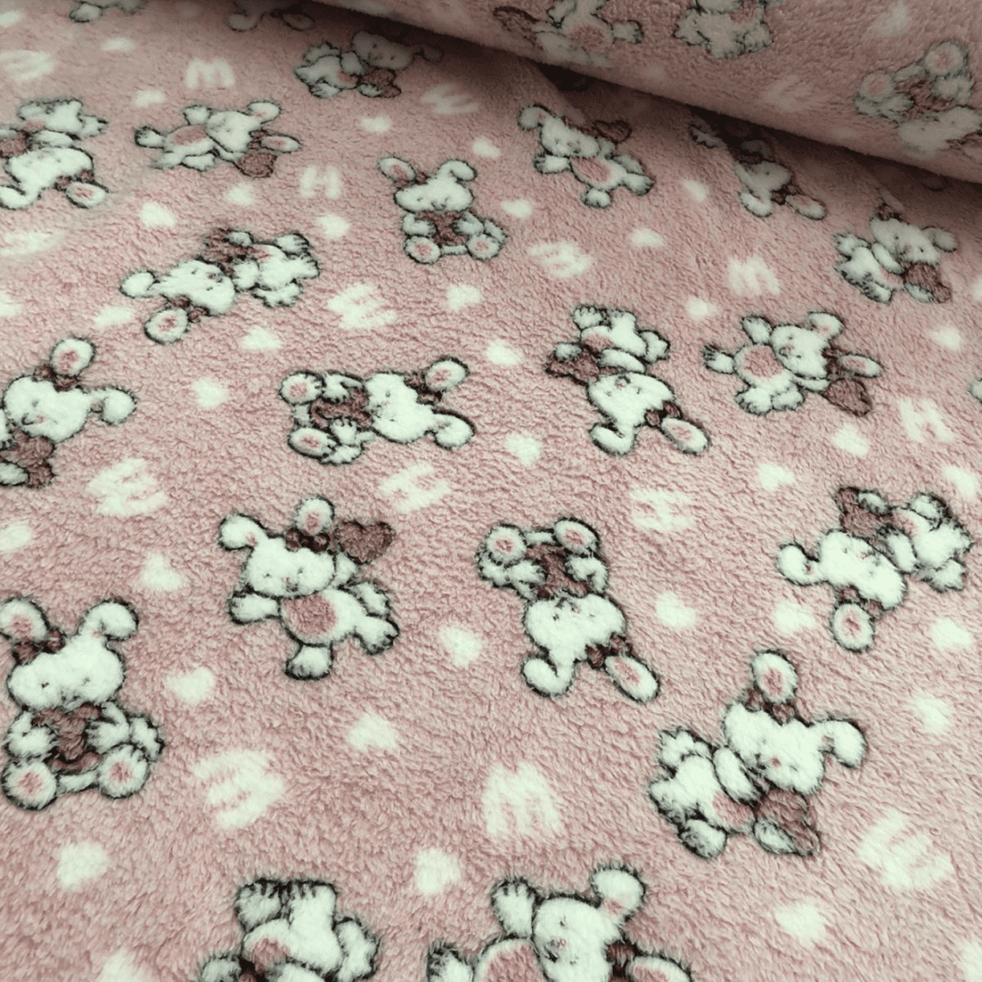 Tecido soft estampado coelhinho rosa