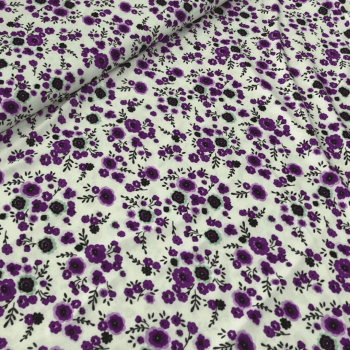 Tecido liganete estampado Floral miúdo violeta