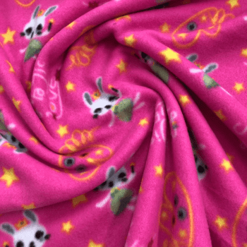 Tecido soft estampado coelhinha fada rosa