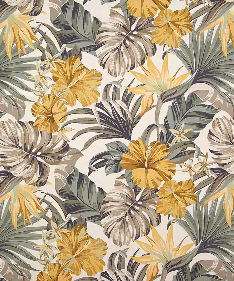 Tecido para decoração havana estampa digital Flor de Hibisco Amarelo - Dohler