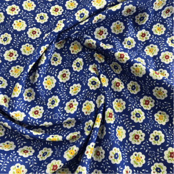 Tecido Textoleen estampado Aplique floral azul