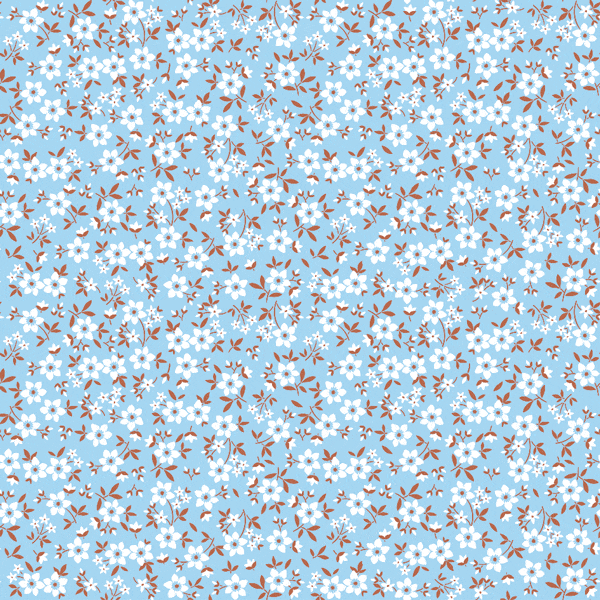 Tecido Tricoline estampado Floral miúdo azul claro